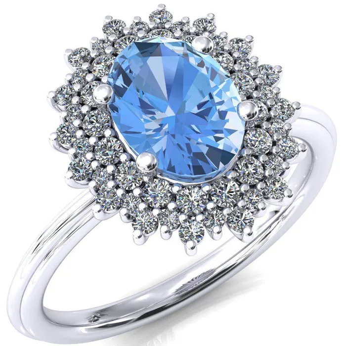 Rings Fire Brilliance Eridanus Oval Aqua Blue Spinel 4 Prong Diamond Cluster Halo Engagement Ring Rings Fire Brilliance Eridanus Oval Aqua Blue Spinel 4 Prong Diamond Cluster Halo Engagement Ring