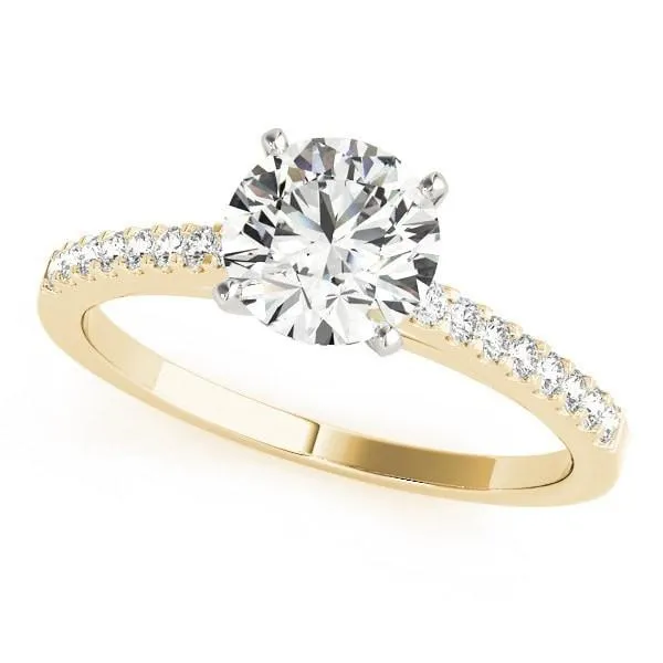 Rings Fire Brilliance Hazel Round Center Stone Traditional Diamond Side Cathedral TwoTone Engagement Ring Rings Fire Brilliance Hazel Round Center Stone Traditional Diamond Side Cathedral TwoTone Engagement Ring
