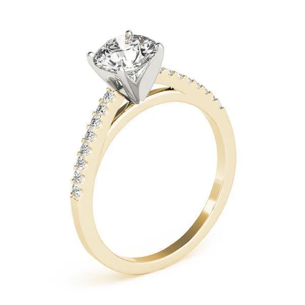Rings Fire Brilliance Hazel Round Center Stone Traditional Diamond Side Cathedral TwoTone Engagement Ring