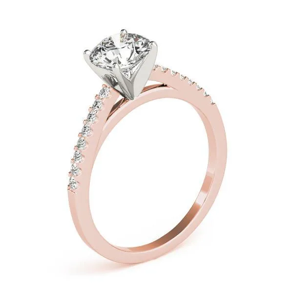 Rings Fire Brilliance Hazel Round Center Stone Traditional Diamond Side Cathedral TwoTone Engagement Ring