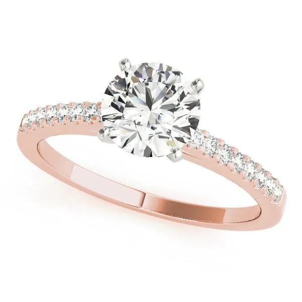 Rings Fire Brilliance Hazel Round Center Stone Traditional Diamond Side Cathedral TwoTone Engagement Ring