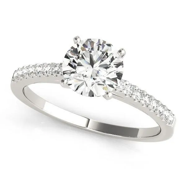 Rings Fire Brilliance Hazel Round Center Stone Traditional Diamond Side Cathedral TwoTone Engagement Ring
