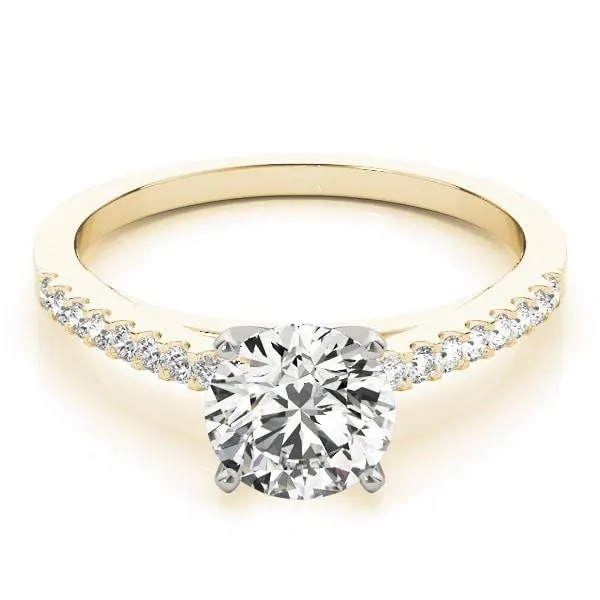 Rings Fire Brilliance Hazel Round Center Stone Traditional Diamond Side Cathedral TwoTone Engagement Ring