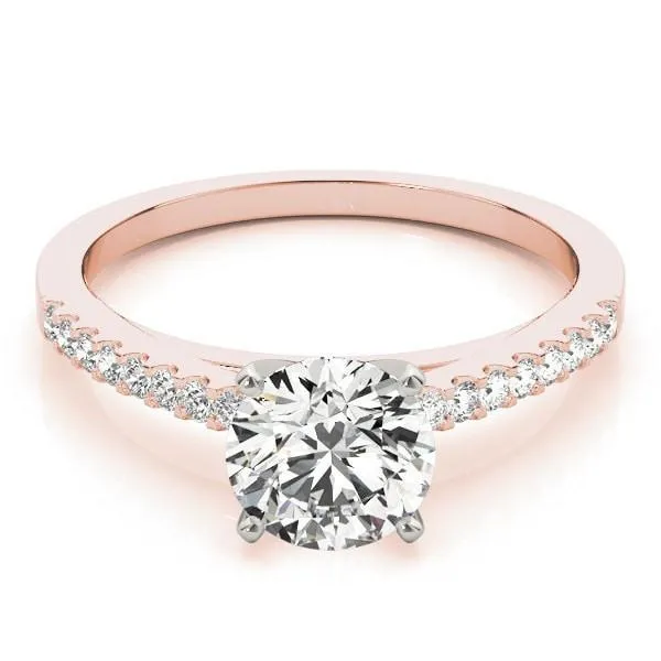 Rings Fire Brilliance Hazel Round Center Stone Traditional Diamond Side Cathedral TwoTone Engagement Ring