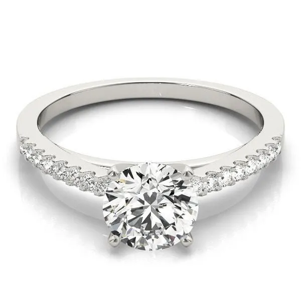 Rings Fire Brilliance Hazel Round Center Stone Traditional Diamond Side Cathedral TwoTone Engagement Ring