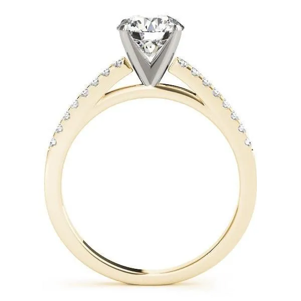 Rings Fire Brilliance Hazel Round Center Stone Traditional Diamond Side Cathedral TwoTone Engagement Ring