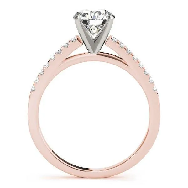 Rings Fire Brilliance Hazel Round Center Stone Traditional Diamond Side Cathedral TwoTone Engagement Ring