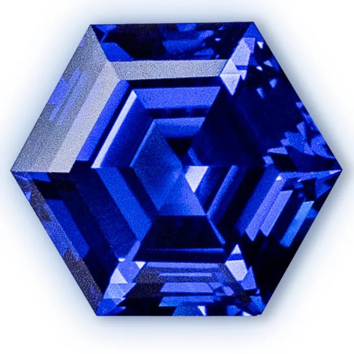 Rings Fire Brilliance Hexagon FAB LabGrown Blue Sapphire Gems