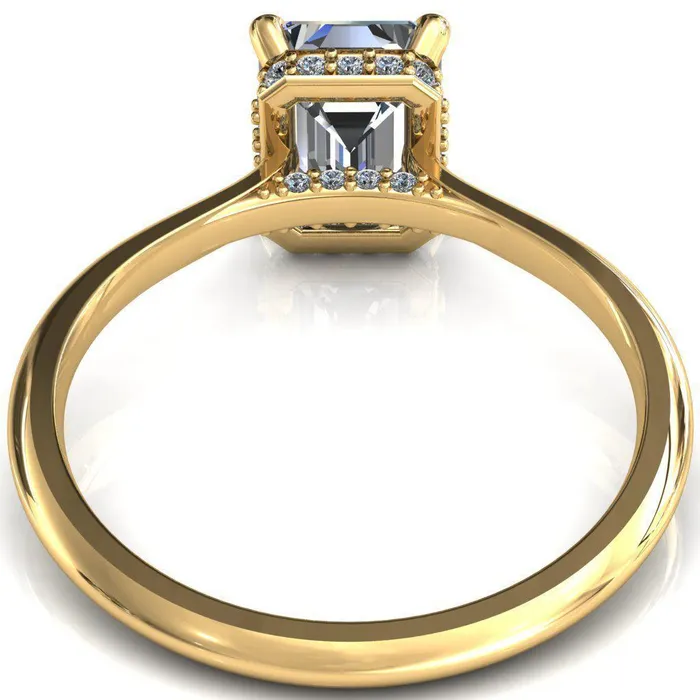 Rings Fire Brilliance Janey Emerald Moissanite 4 Prongs Claw Floating Halo Inverted Cathedral Ring
