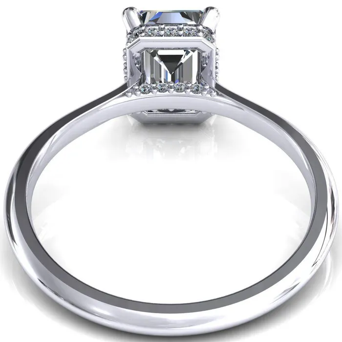 Rings Fire Brilliance Janey Emerald Moissanite 4 Prongs Claw Floating Halo Inverted Cathedral Ring