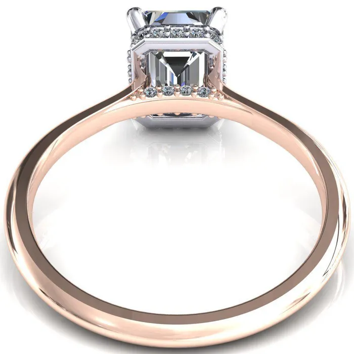 Rings Fire Brilliance Janey Emerald Moissanite 4 Prongs Claw Floating Halo Inverted Cathedral Ring