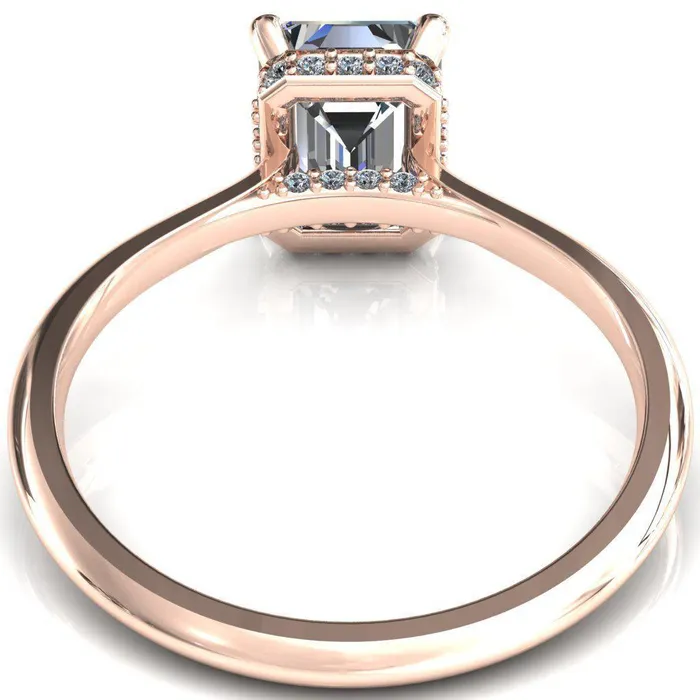 Rings Fire Brilliance Janey Emerald Moissanite 4 Prongs Claw Floating Halo Inverted Cathedral Ring
