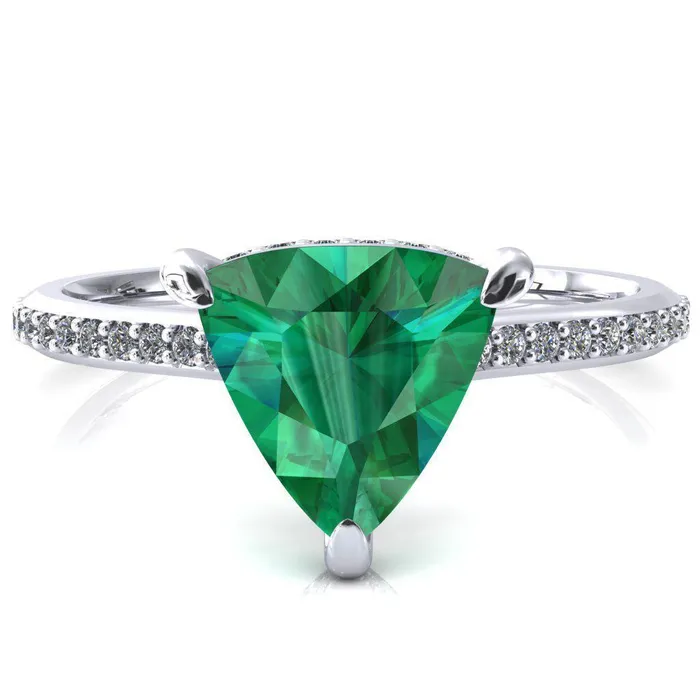 Rings Fire Brilliance Kiki Trillion Emerald 3 Prongs Claw Floating Halo 12 Pinpoint Inverted Cathedral Ring Rings Fire Brilliance Kiki Trillion Emerald 3 Prongs Claw Floating Halo 12 Pinpoint Inverted Cathedral Ring