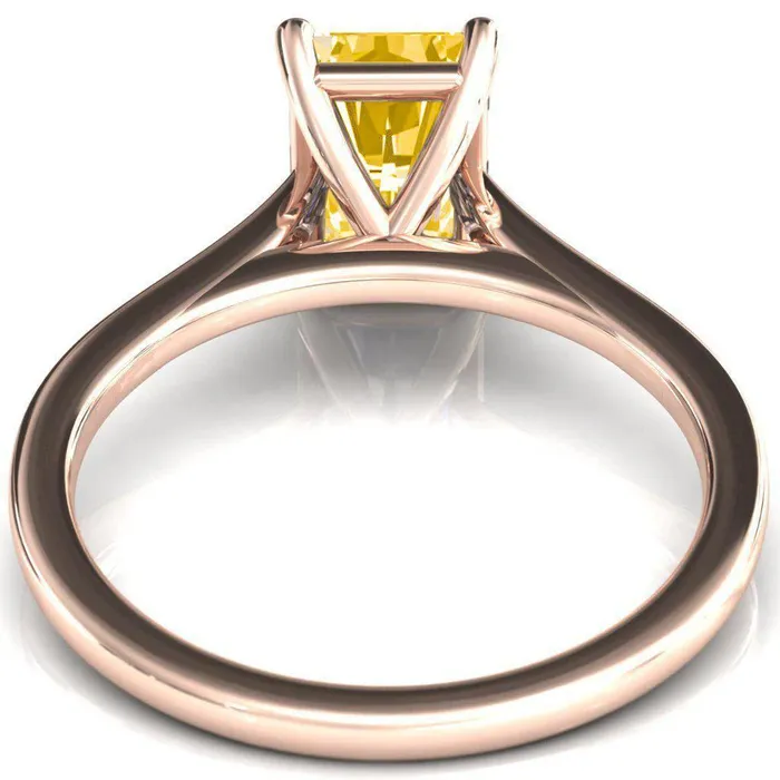 Rings Fire Brilliance Lizzy Radiant Canary Yellow 4 Claw Prong Cathedral Engagement Ring