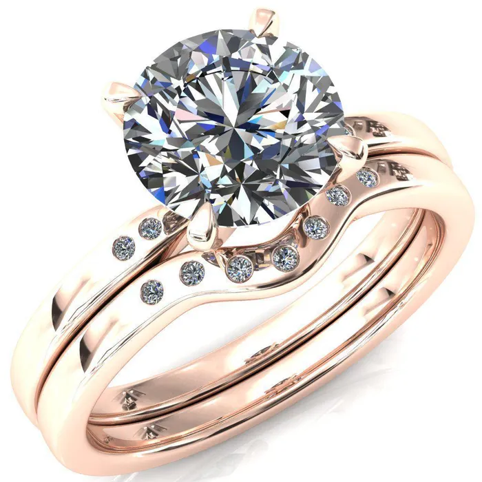Rings Fire Brilliance Maise Round Center Stone 4 Prong Diamond Accent Engagement Ring Rings Fire Brilliance Maise Round Center Stone 4 Prong Diamond Accent Engagement Ring