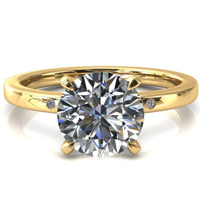 Rings Fire Brilliance Maise Round Center Stone 4 Prong Diamond Accent Engagement Ring