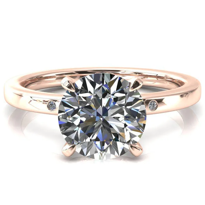 Rings Fire Brilliance Maise Round Center Stone 4 Prong Diamond Accent Engagement Ring
