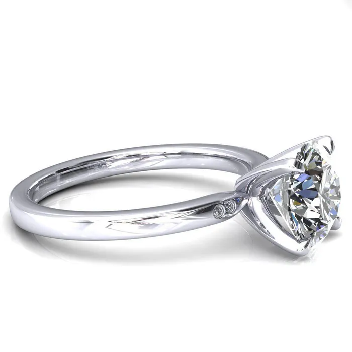 Rings Fire Brilliance Maise Round Center Stone 4 Prong Diamond Accent Engagement Ring