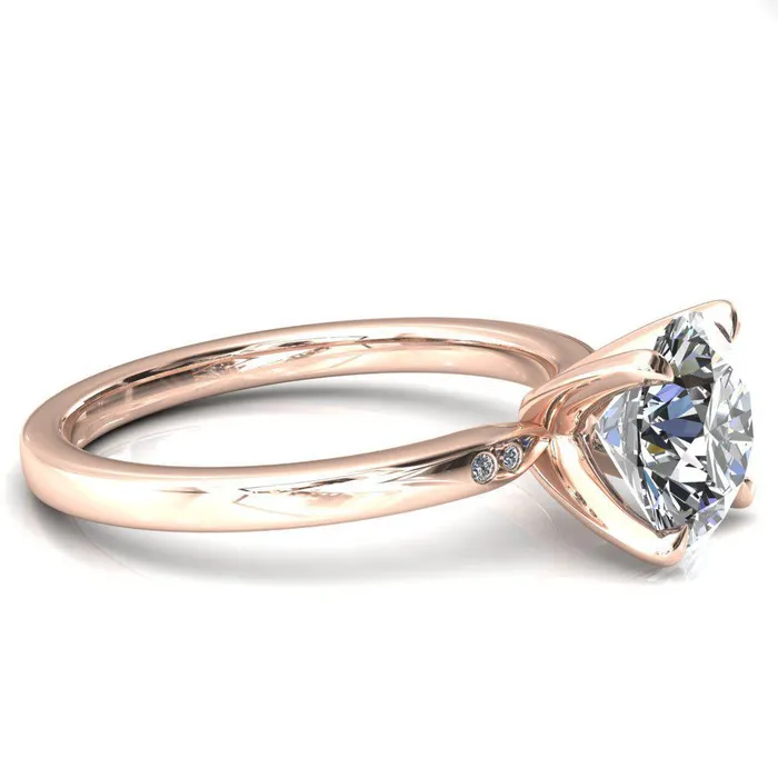 Rings Fire Brilliance Maise Round Center Stone 4 Prong Diamond Accent Engagement Ring