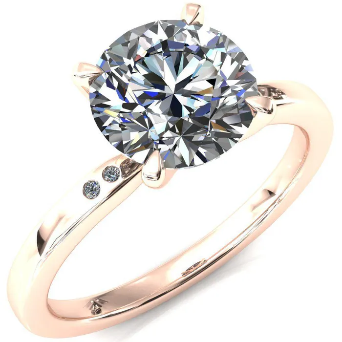 Rings Fire Brilliance Maise Round Center Stone 4 Prong Diamond Accent Engagement Ring