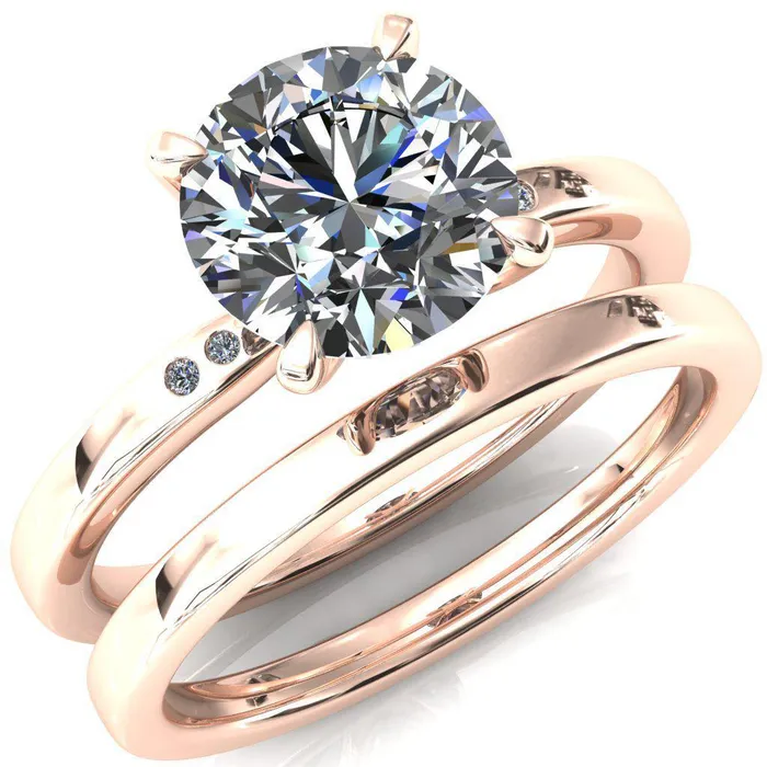 Rings Fire Brilliance Maise Round Center Stone 4 Prong Diamond Accent Engagement Ring
