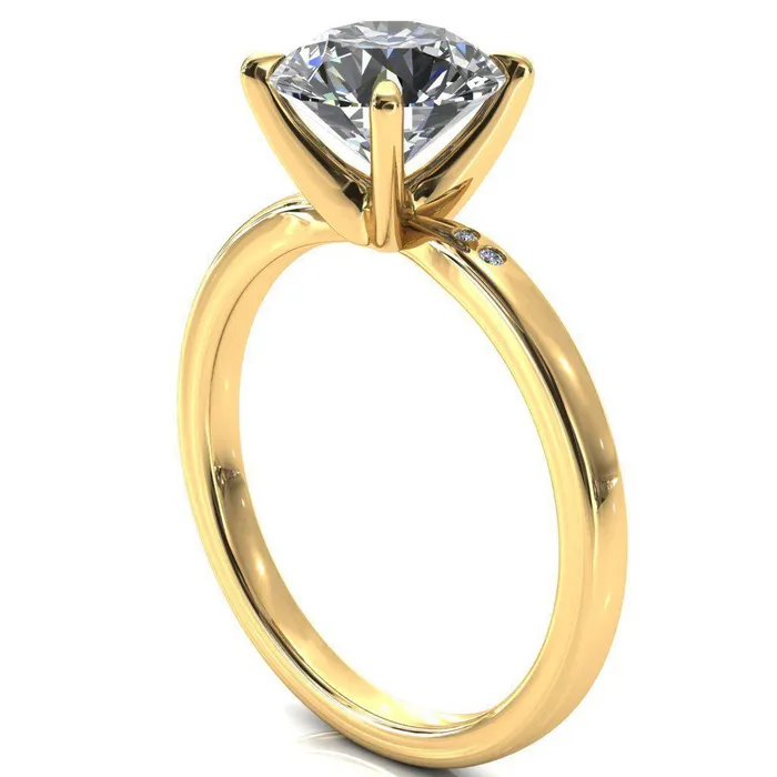 Rings Fire Brilliance Maise Round Center Stone 4 Prong Diamond Accent Engagement Ring