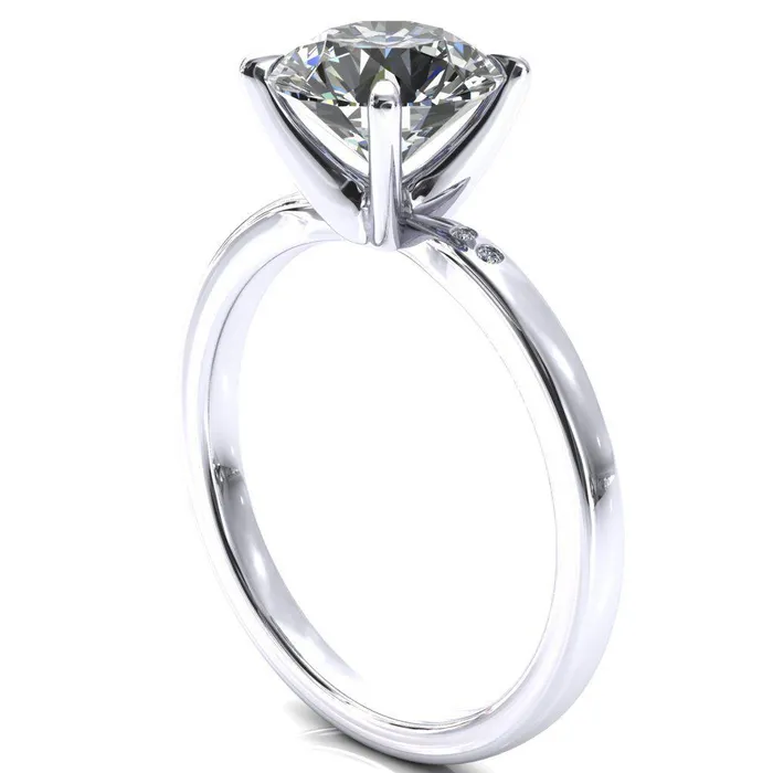 Rings Fire Brilliance Maise Round Center Stone 4 Prong Diamond Accent Engagement Ring