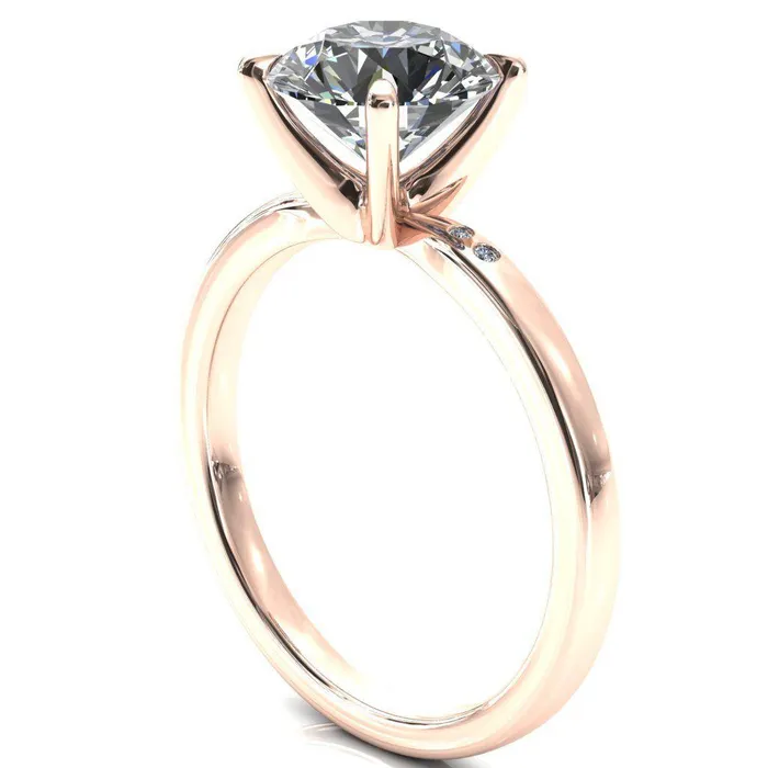 Rings Fire Brilliance Maise Round Center Stone 4 Prong Diamond Accent Engagement Ring
