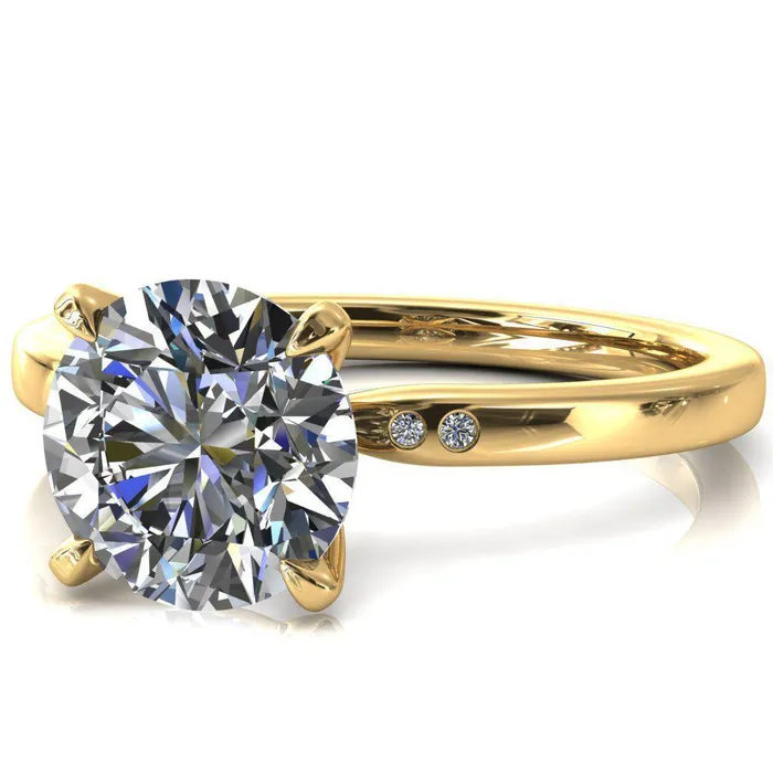 Rings Fire Brilliance Maise Round Center Stone 4 Prong Diamond Accent Engagement Ring