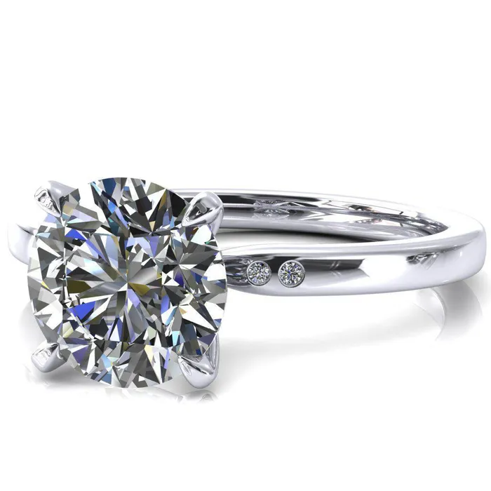 Rings Fire Brilliance Maise Round Center Stone 4 Prong Diamond Accent Engagement Ring