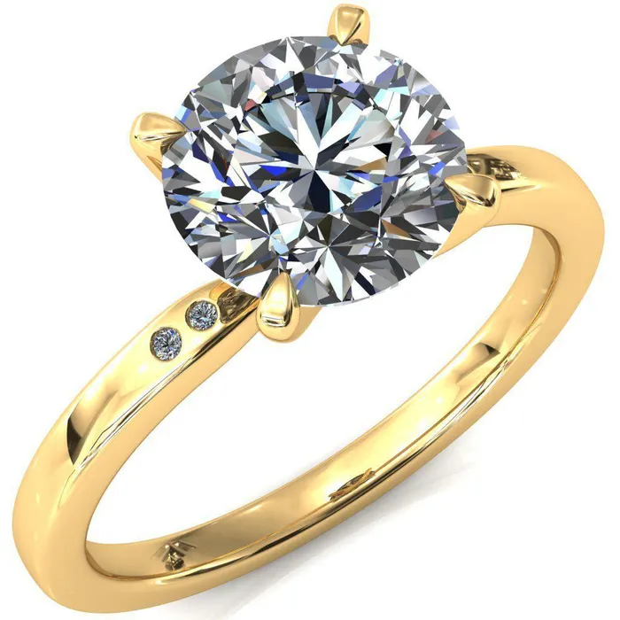 Rings Fire Brilliance Maise Round Center Stone 4 Prong Diamond Accent Engagement Ring