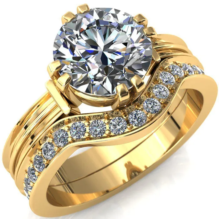 Rings Fire Brilliance Matilda Round Center Stone Double Prong Triple Ridge Vintage Texture Band Ring Rings Fire Brilliance Matilda Round Center Stone Double Prong Triple Ridge Vintage Texture Band Ring