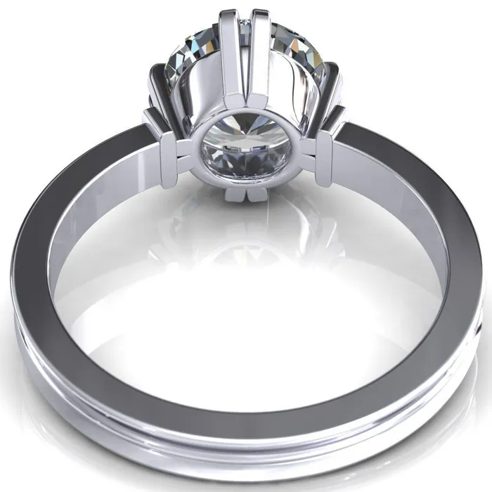 Rings Fire Brilliance Matilda Round Center Stone Double Prong Triple Ridge Vintage Texture Band Ring