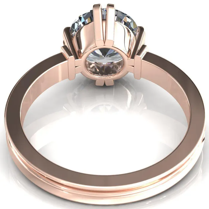 Rings Fire Brilliance Matilda Round Center Stone Double Prong Triple Ridge Vintage Texture Band Ring