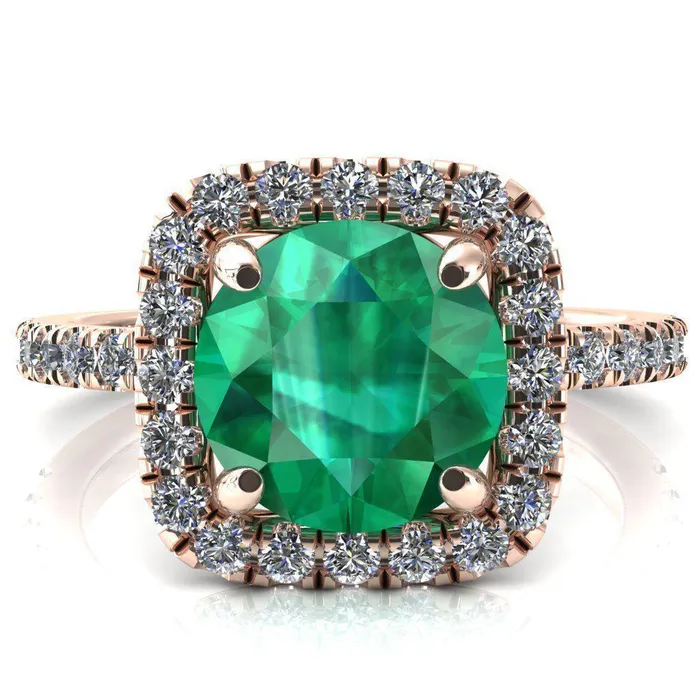 Rings Fire Brilliance Molly Round Emerald Halo 4 Prong 34 Diamond Eternity Engagement Ring