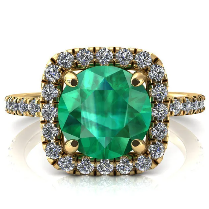 Rings Fire Brilliance Molly Round Emerald Halo 4 Prong 34 Diamond Eternity Engagement Ring