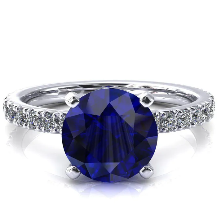 Rings Fire Brilliance Nefili Round Blue Sapphire 4 Prong 58 Eternity Diamond French Pave Engagement Ring Rings Fire Brilliance Nefili Round Blue Sapphire 4 Prong 58 Eternity Diamond French Pave Engagement Ring