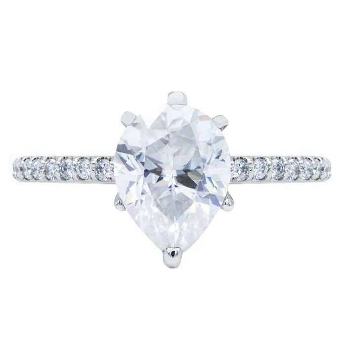 Rings Fire Brilliance Pear Crushed Ice Moissanite 6 Prongs Diamond Accent Ice Cathedral Solitaire Ring Rings Fire Brilliance Pear Crushed Ice Moissanite 6 Prongs Diamond Accent Ice Cathedral Solitaire Ring