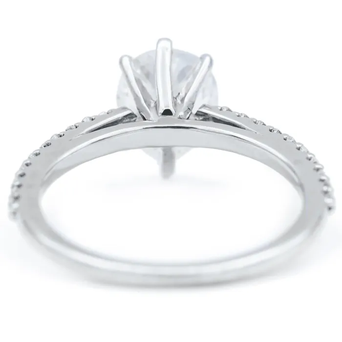 Rings Fire Brilliance Pear Crushed Ice Moissanite 6 Prongs Diamond Accent Ice Cathedral Solitaire Ring