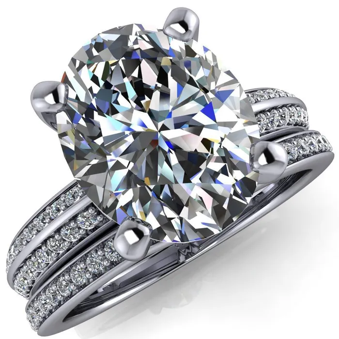 Rings Fire Brilliance Priscilla Oval Center Stone 4 Prong Double Channel Shank Engagement Ring Rings Fire Brilliance Priscilla Oval Center Stone 4 Prong Double Channel Shank Engagement Ring
