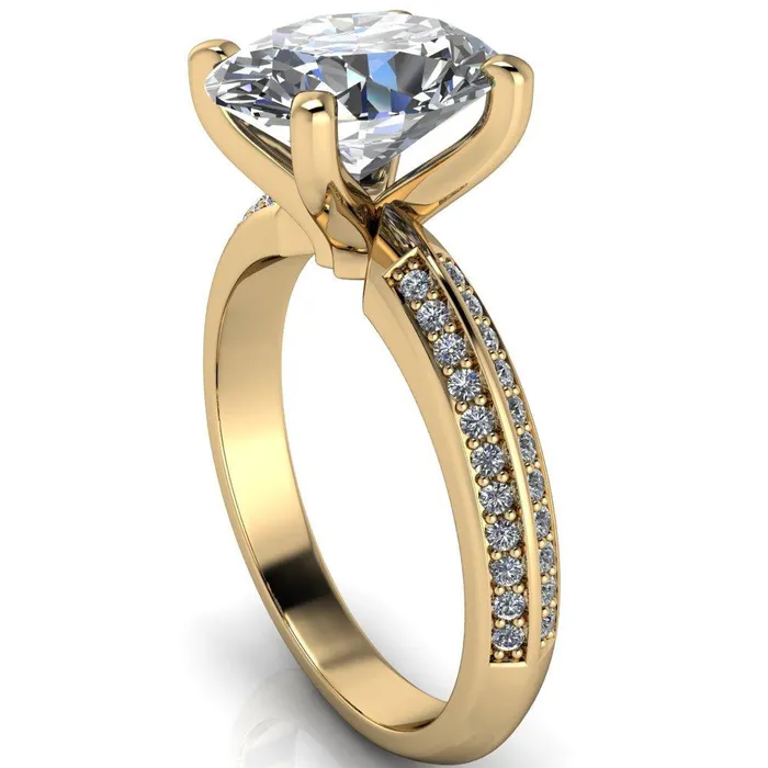 Rings Fire Brilliance Priscilla Oval Center Stone 4 Prong Double Channel Shank Engagement Ring