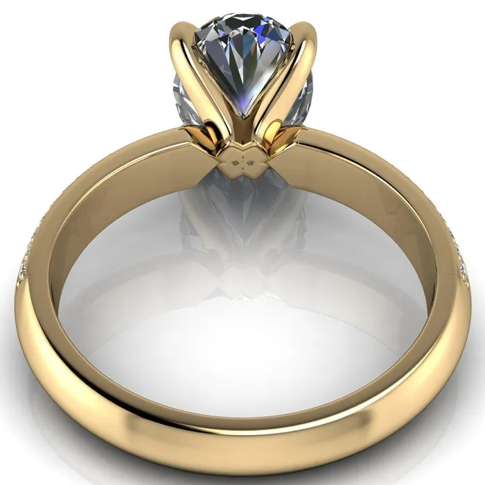 Rings Fire Brilliance Priscilla Oval Center Stone 4 Prong Double Channel Shank Engagement Ring