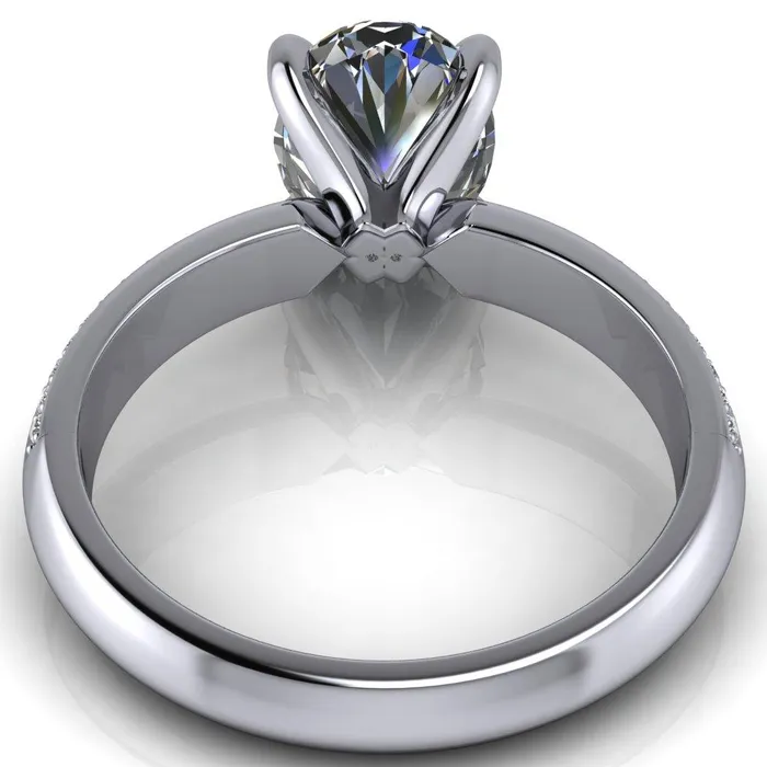 Rings Fire Brilliance Priscilla Oval Center Stone 4 Prong Double Channel Shank Engagement Ring
