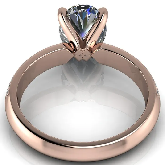 Rings Fire Brilliance Priscilla Oval Center Stone 4 Prong Double Channel Shank Engagement Ring