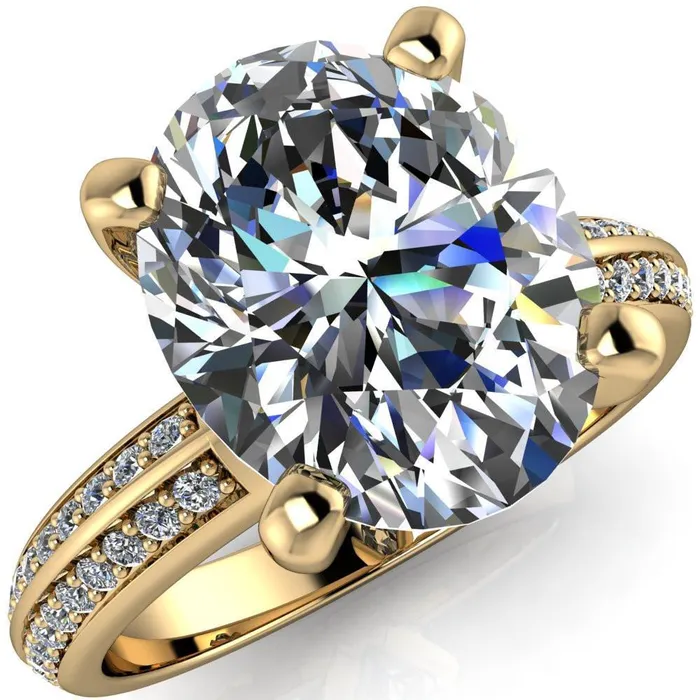 Rings Fire Brilliance Priscilla Oval Center Stone 4 Prong Double Channel Shank Engagement Ring
