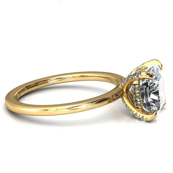 Rings Fire Brilliance Rosy Cushion Moissanite 4 Claw Prong Single Rail Micropave Engagement Ring