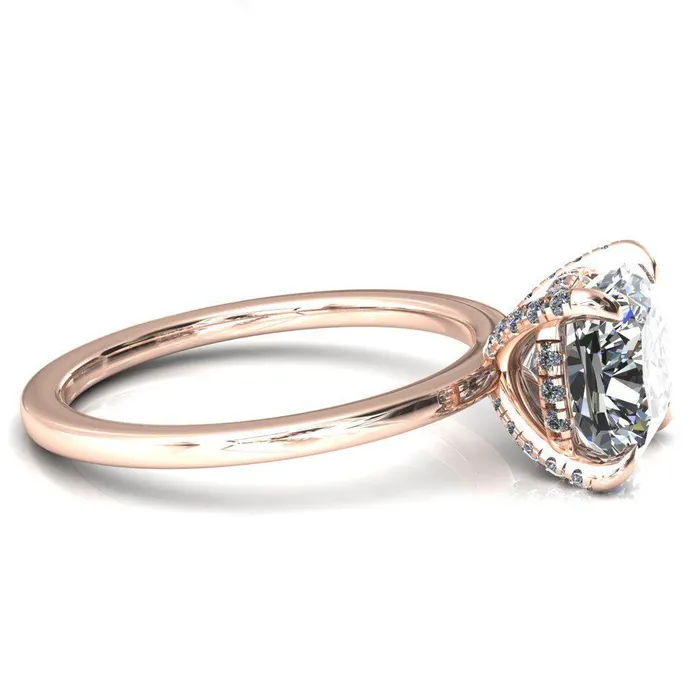 Rings Fire Brilliance Rosy Cushion Moissanite 4 Claw Prong Single Rail Micropave Engagement Ring