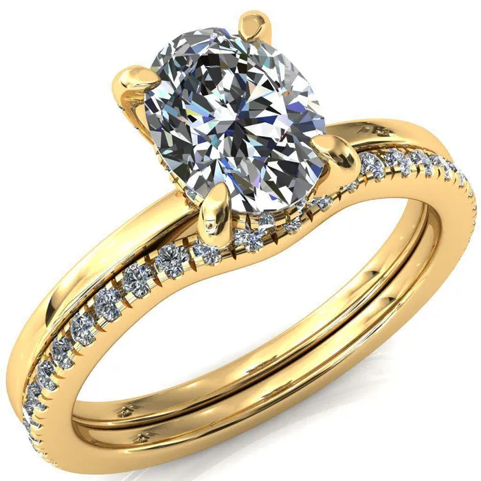 Rings Fire Brilliance Rosy Oval Center Stone 4 Claw Prong Single Rail Micropave Engagement Ring Rings Fire Brilliance Rosy Oval Center Stone 4 Claw Prong Single Rail Micropave Engagement Ring