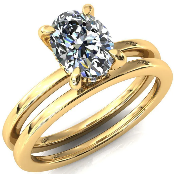 Rings Fire Brilliance Rosy Oval Center Stone 4 Claw Prong Single Rail Micropave Engagement Ring