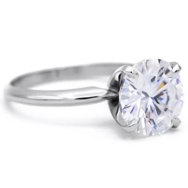 Rings Fire Brilliance Round Center Stone Platinum 4 Prongs Solitaire Ring